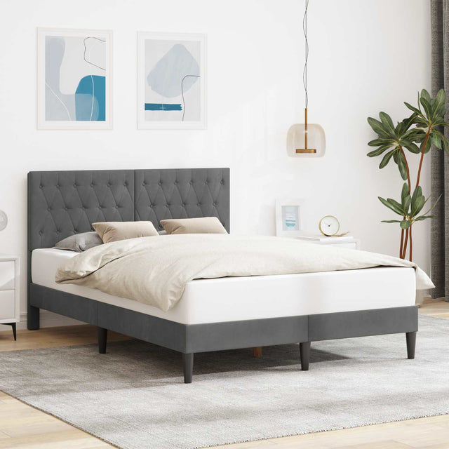 Vidaxl bedframe met hoofdeinde donkergrijs 120 x 200 cm fluweel