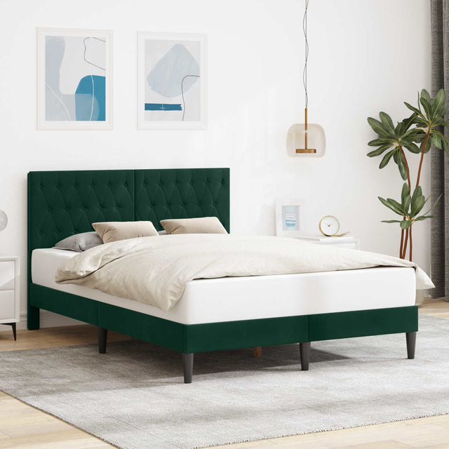 Vidaxl bedframe met hoofdeinde donkergroen 160 x 200 cm fluweel