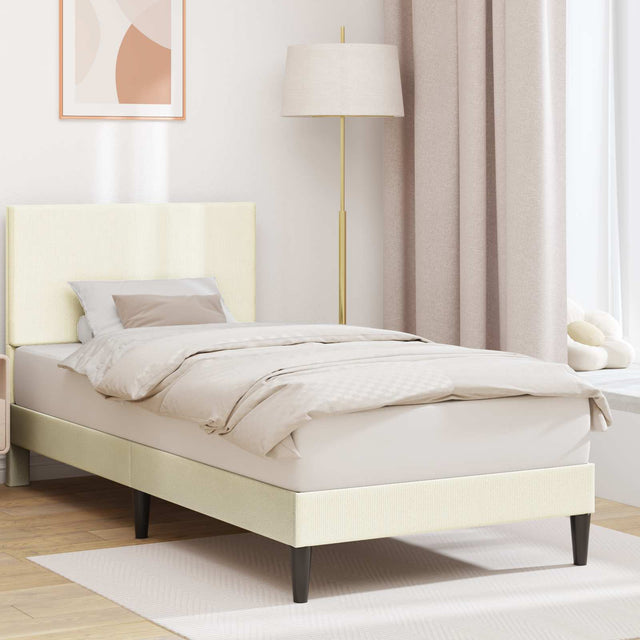 Vidaxl bedframe met hoofdeinde crèmekleurig 90 x 200 cm katoen stof