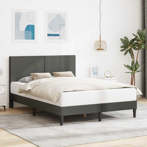 Vidaxl bedframe met hoofdeinde donkergrijs 140 x 190 cm katoen stof