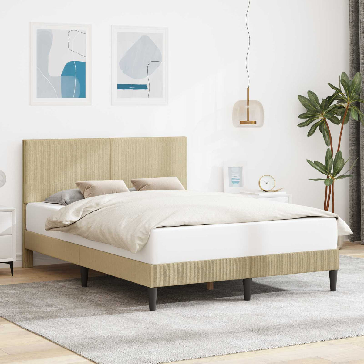 Vidaxl bedframe lichtgroen grijs 140 x 200 cm katoen stof