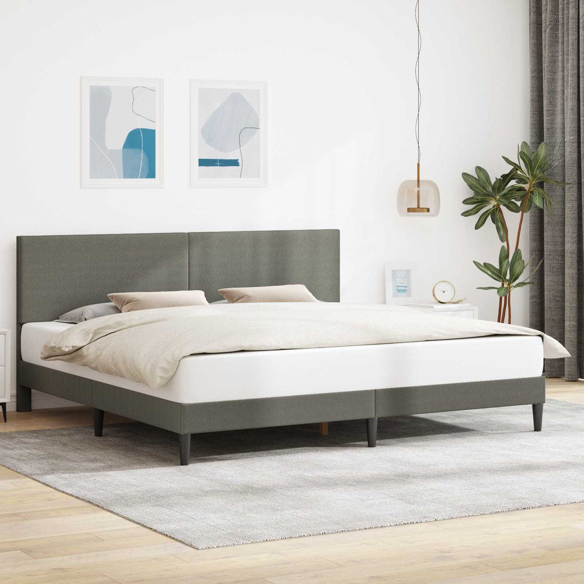 Vidaxl bedframe met hoofdeinde lichtgrijs 180 x 200 cm katoen stof