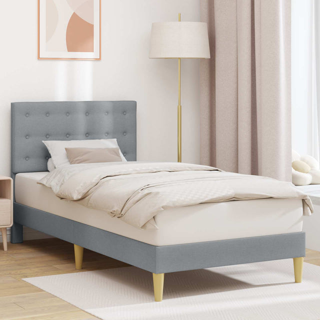 Vidaxl bedframe met hoofdeinde lichtgrijs 90 x 190 cm stof