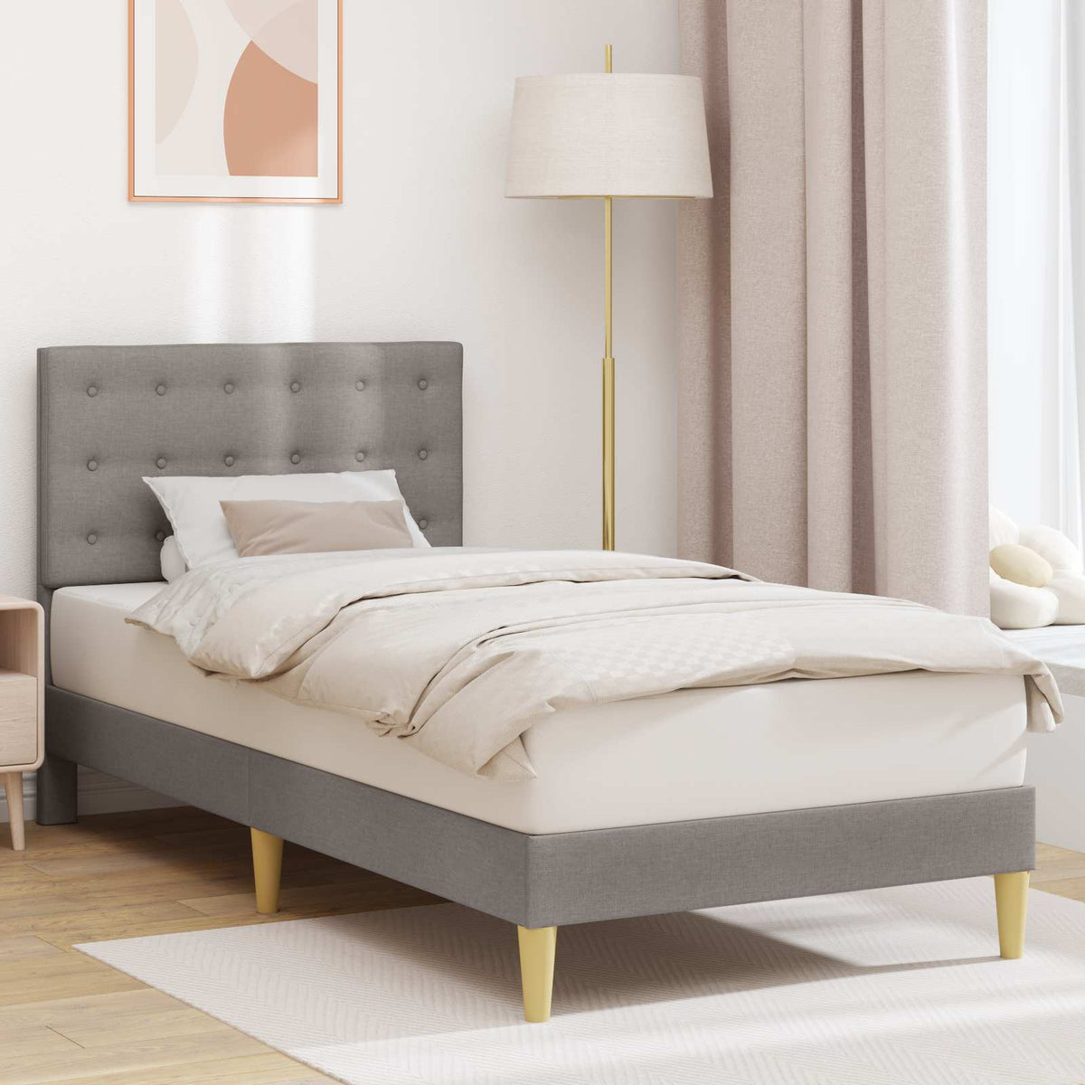 Vidaxl bedframe met hoofdeinde taupe 90 x 190 cm stof