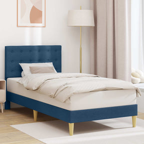 Vidaxl bedframe met hoofdeinde blauw 90 x 200 cm stof