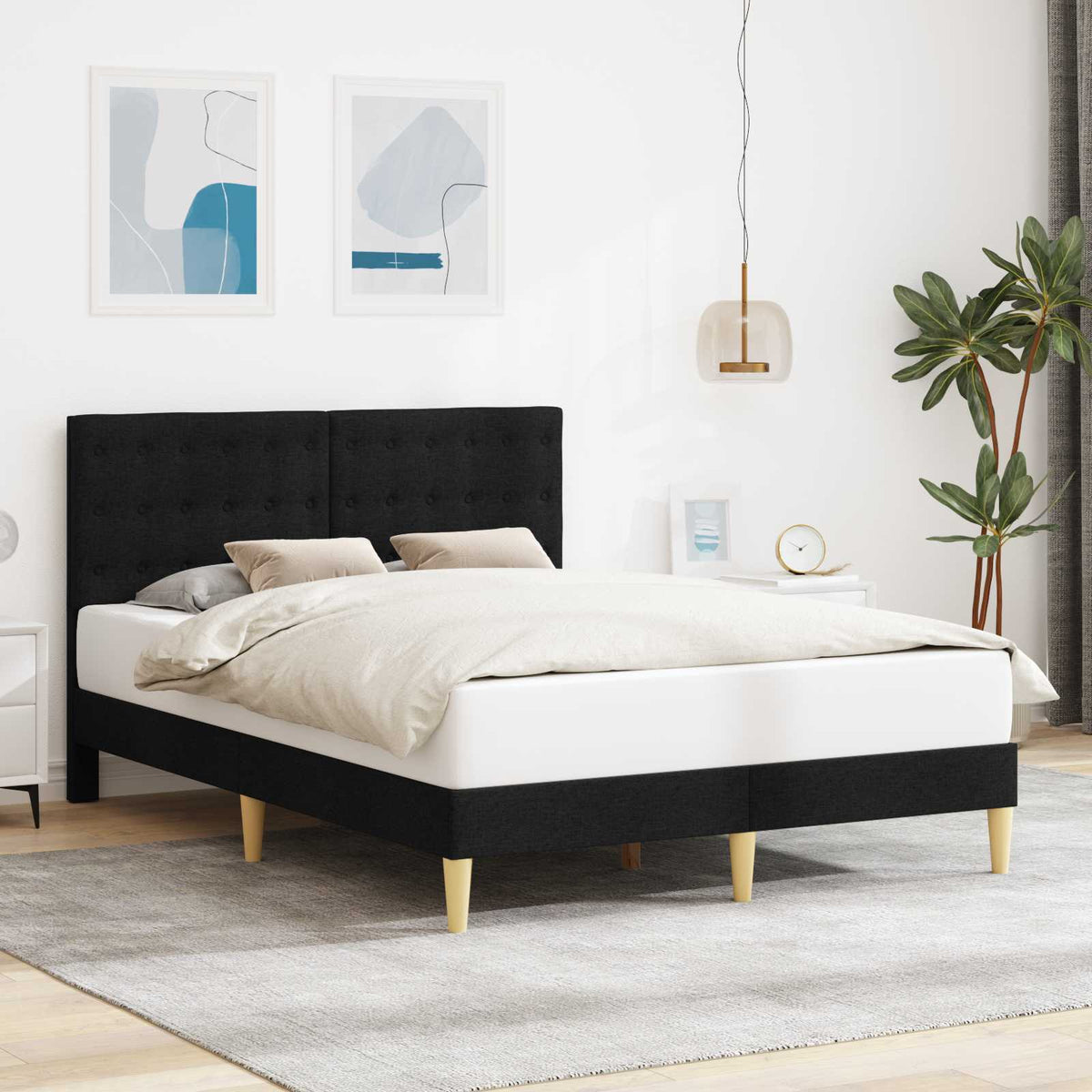 Vidaxl bedframe met hoofdeinde zwart 120 x 200 cm stof