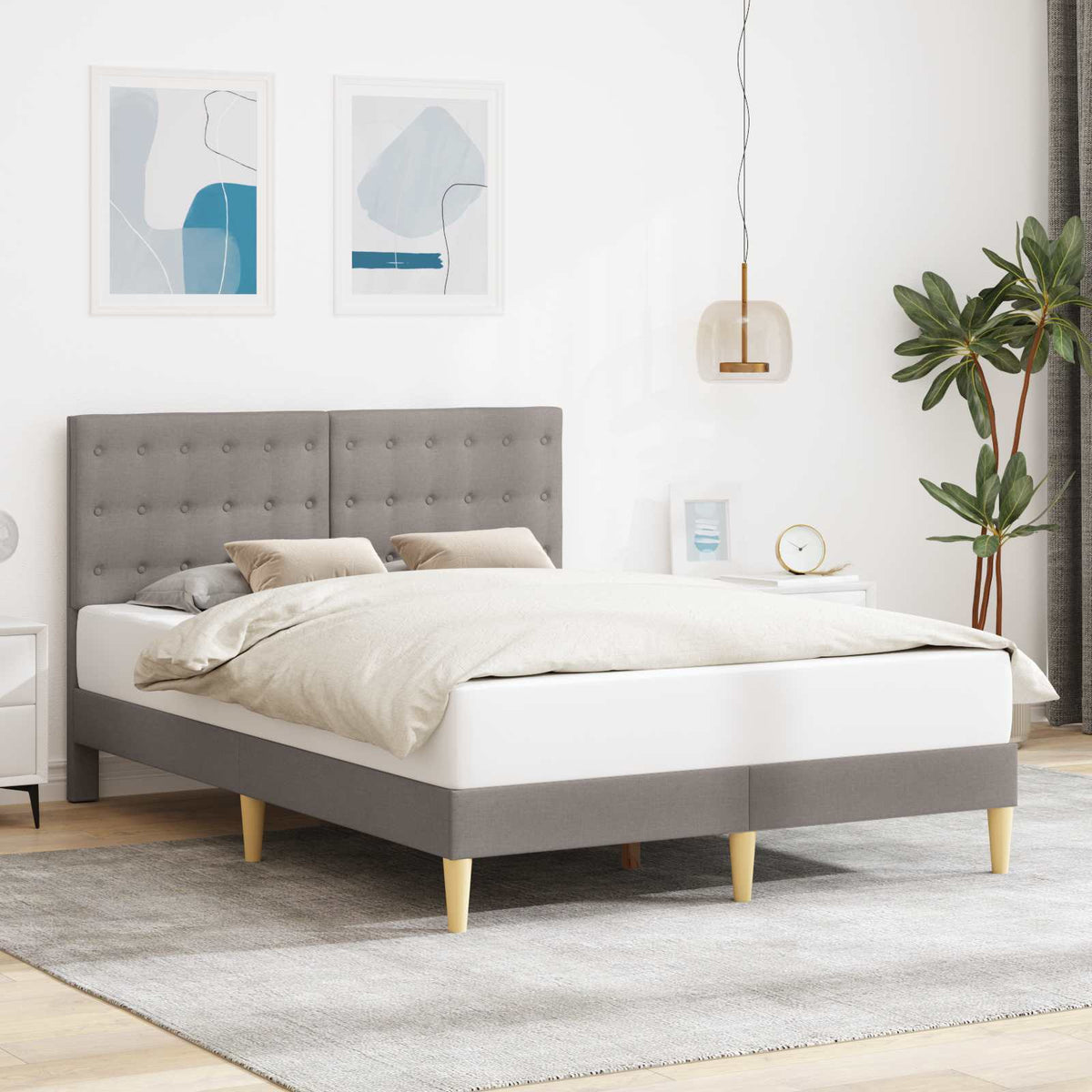 Vidaxl bedframe met hoofdeinde taupe 160 x 200 cm stof