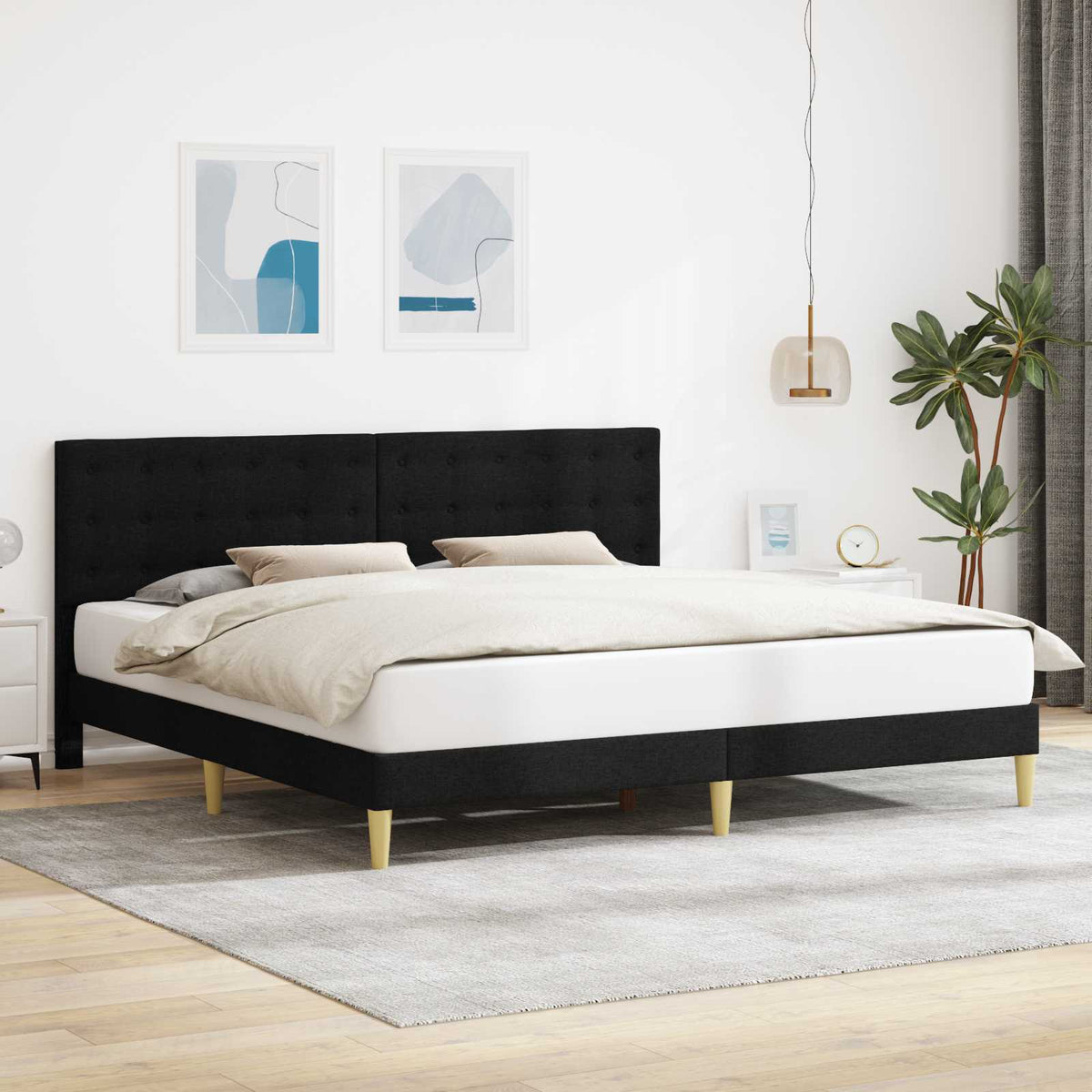 Vidaxl bedframe met hoofdeinde zwart 180 x 200 cm stof