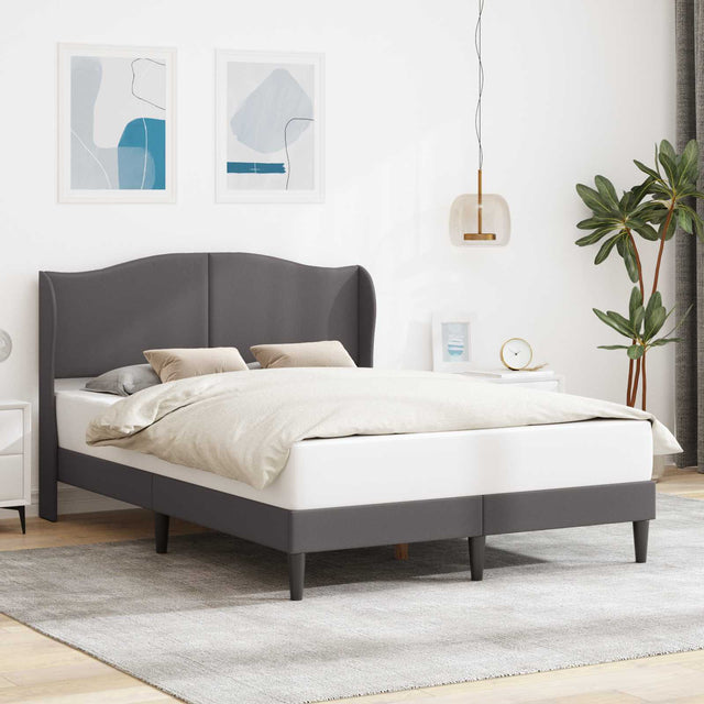 Vidaxl bedframe met hoofdeinde grijs 120 x 190 cm kunstleer