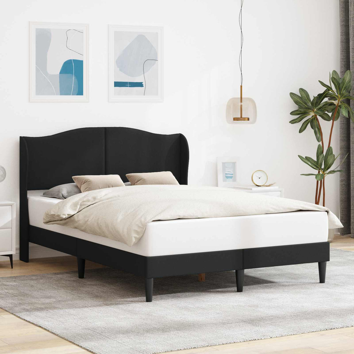 Vidaxl bedframe met hoofdeinde zwart 140 x 200 cm kunstleer