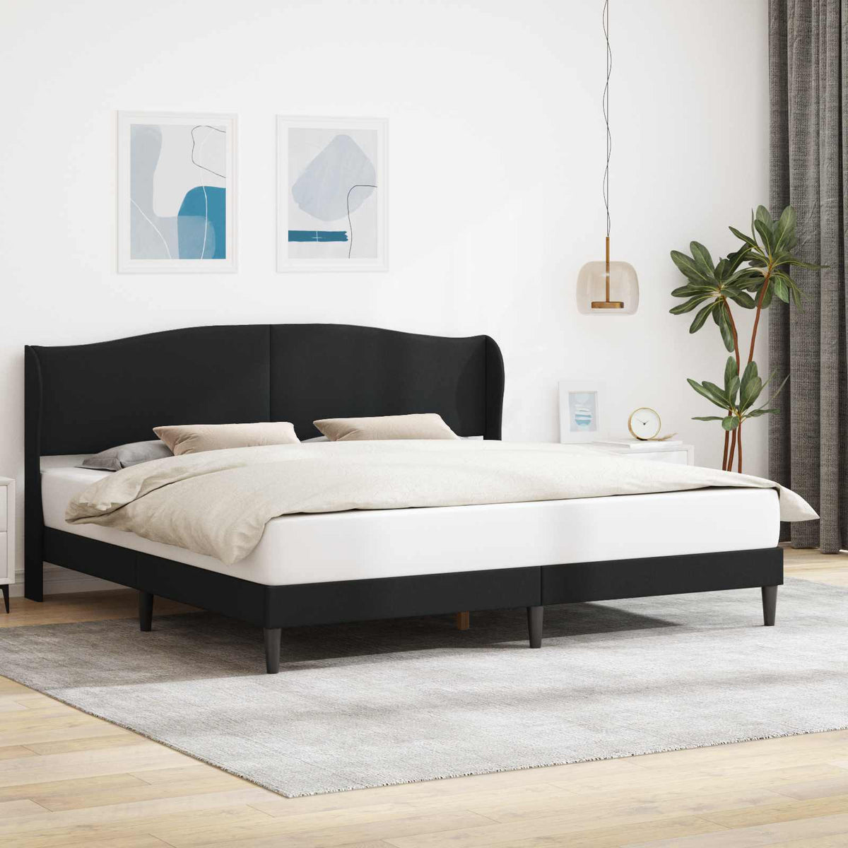 Vidaxl bedframe met hoofdeinde zwart 200 x 200 cm kunstleer