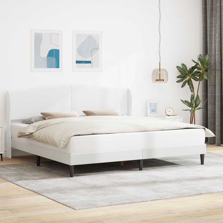 Vidaxl bedframe met hoofdeinde wit 200 x 200 cm kunstleer