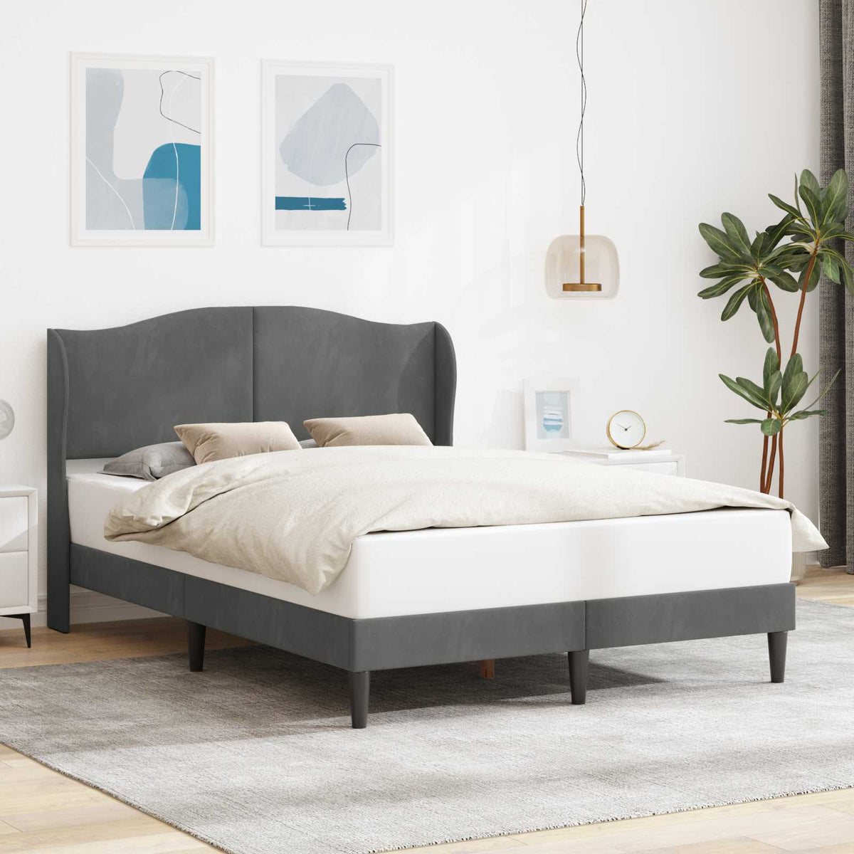 Vidaxl bedframe met hoofdeinde donkergrijs 120 x 190 cm fluweel