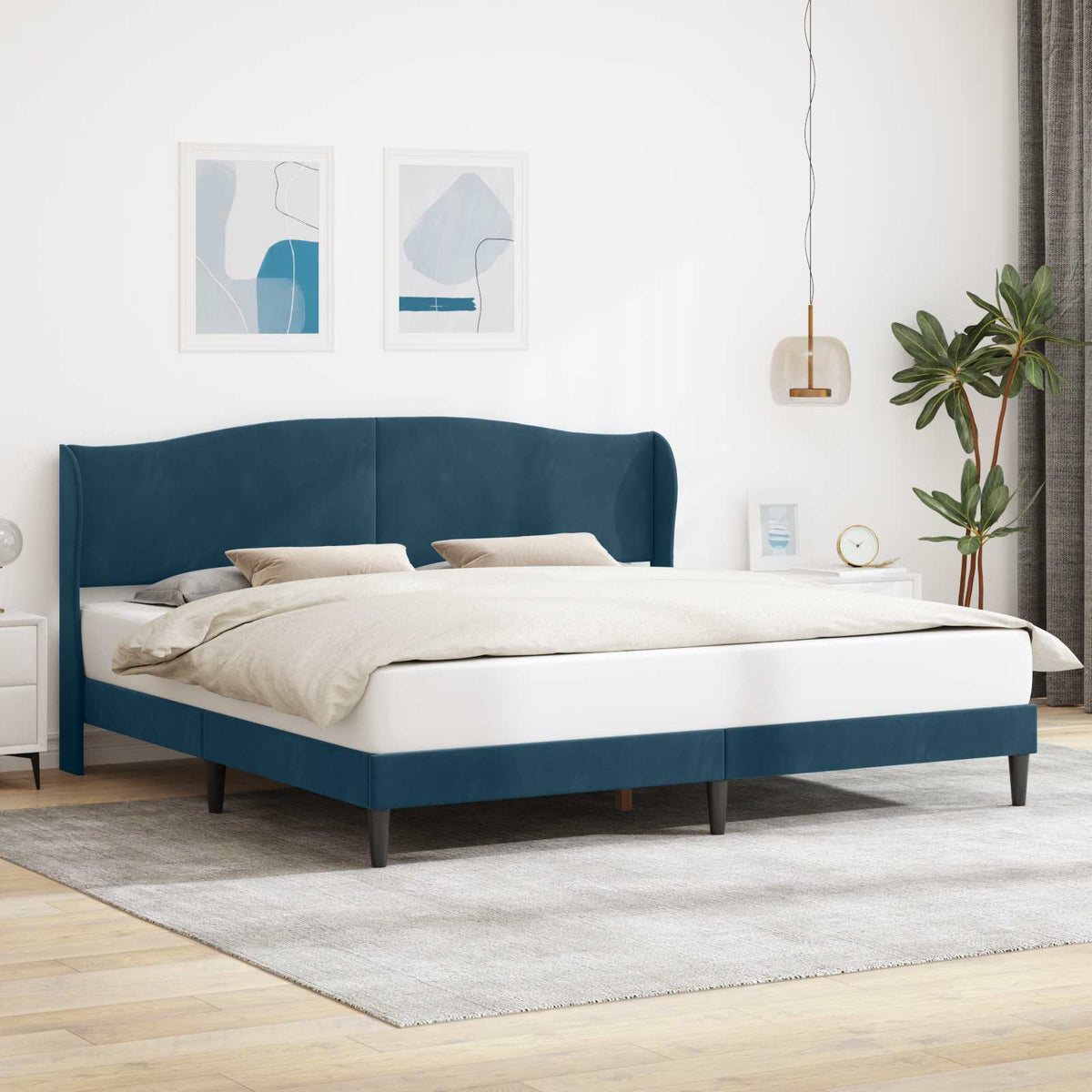 Vidaxl bedframe met hoofdeinde blauw 180 x 200 cm fluweel