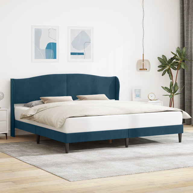 Vidaxl bedframe met hoofdeinde blauw 180 x 200 cm fluweel