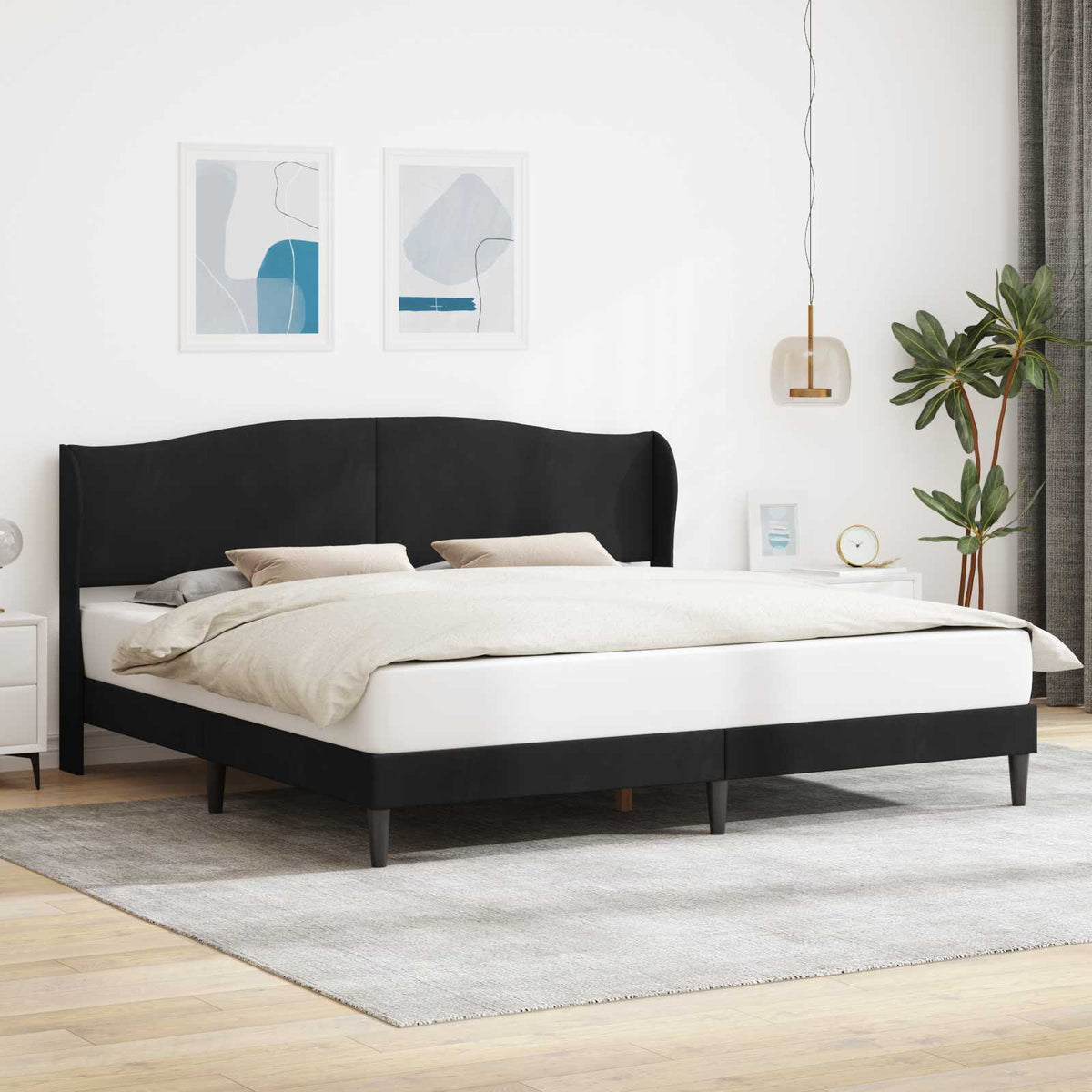 Vidaxl bedframe met hoofdeinde zwart 200 x 200 cm fluweel