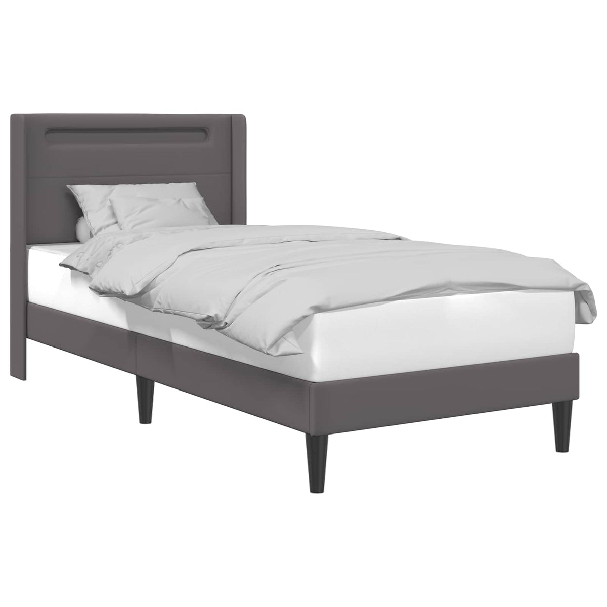 Vidaxl bedframe met led-stripverlichting grijs 90 x 200 cm kunstleer