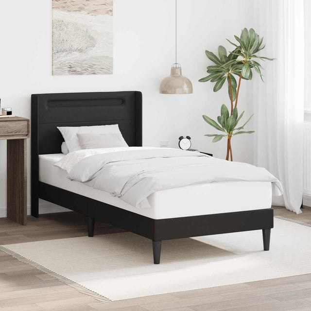 Vidaxl bedframe met led-stripverlichting zwart 100 x 200 cm kunstleer