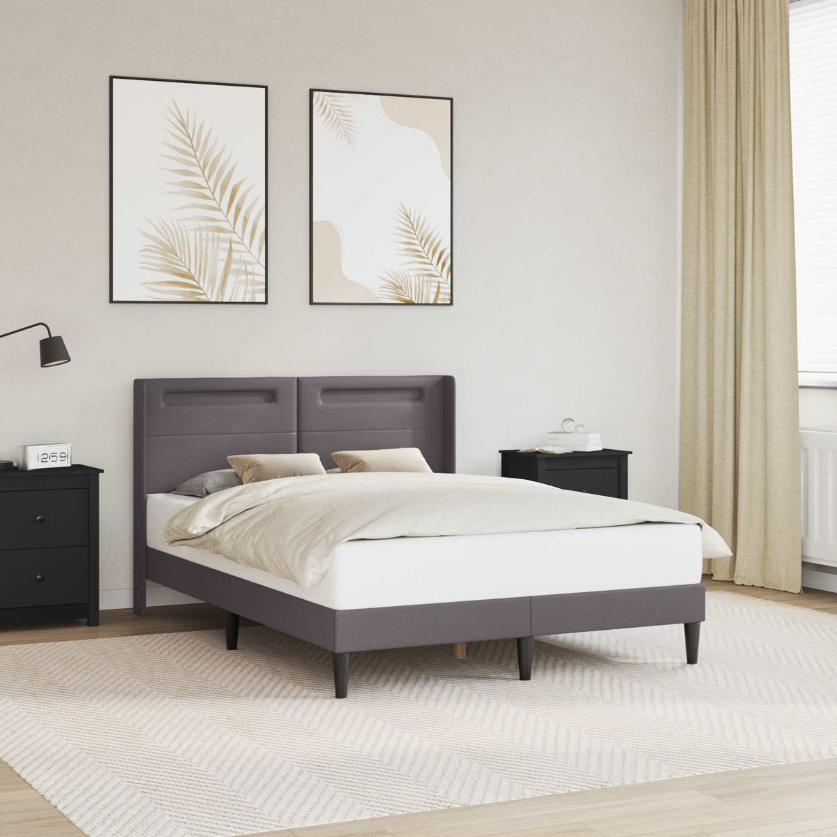 Vidaxl bedframe met led-stripverlichting grijs 120 x 190 cm kunstleer