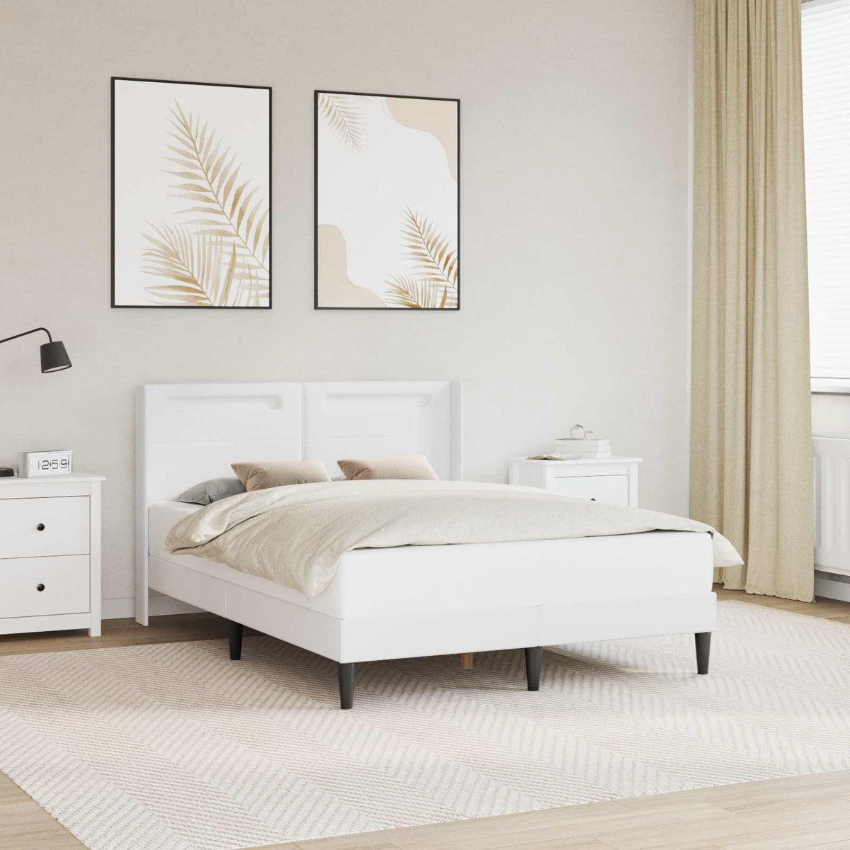 Vidaxl bedframe met led-stripverlichting wit 120 x 190 cm kunstleer