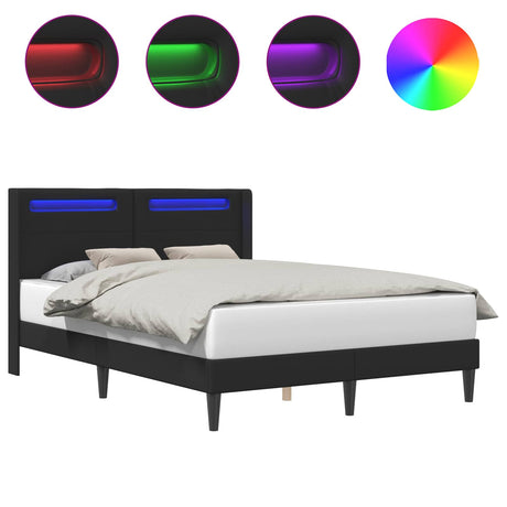 Vidaxl bedframe met led-stripverlichting zwart 140 x 190 cm kunstleer
