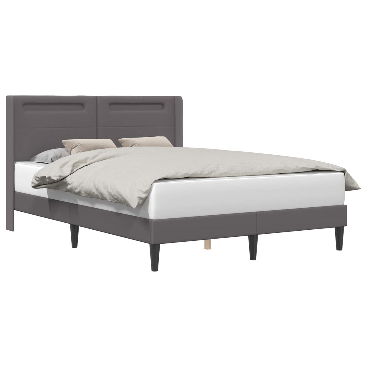 Vidaxl bedframe met led-stripverlichting grijs 140 x 200 cm kunstleer