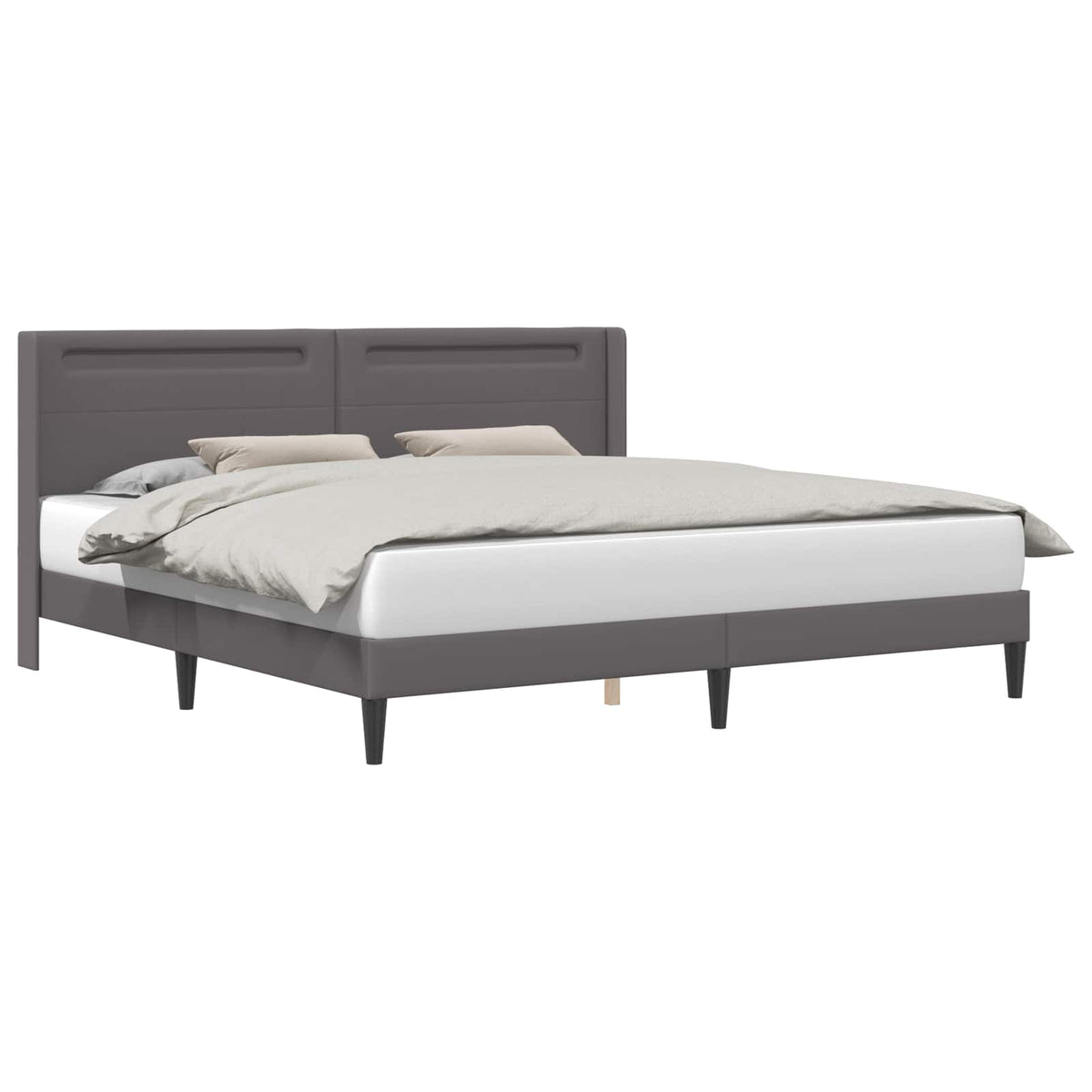 Vidaxl bedframe met led-stripverlichting grijs 180 x 200 cm kunstleer