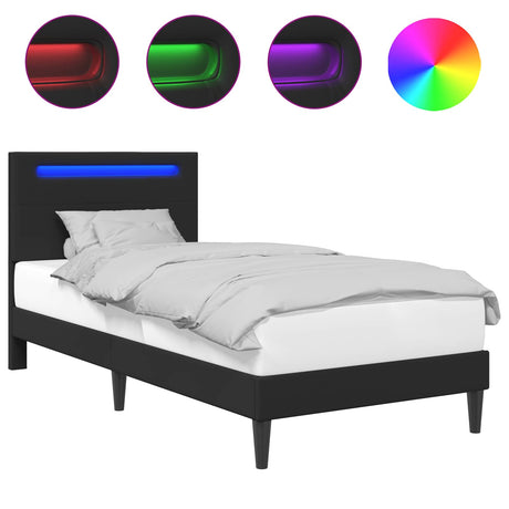 Vidaxl bedframe met led-stripverlichting zwart 80 x 200 cm kunstleer