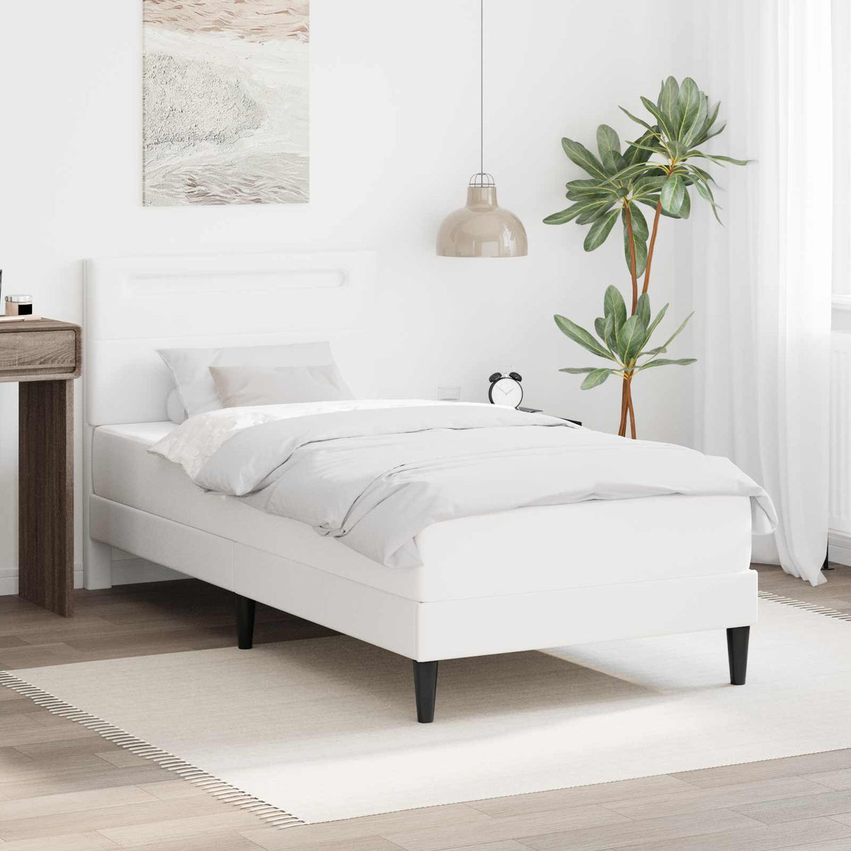 Vidaxl bedframe met led-stripverlichting wit 100 x 200 cm kunstleer