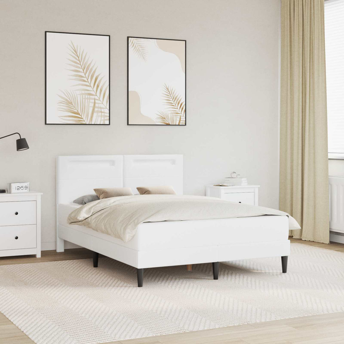 Vidaxl bedframe met led-stripverlichting wit 120 x 200 cm kunstleer