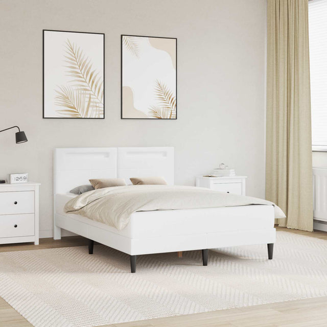 Vidaxl bedframe met led-stripverlichting wit 140 x 190 cm kunstleer