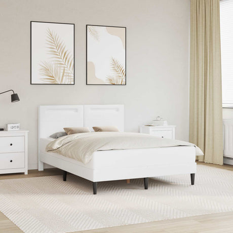 Vidaxl bedframe met led-stripverlichting wit 140 x 200 cm kunstleer
