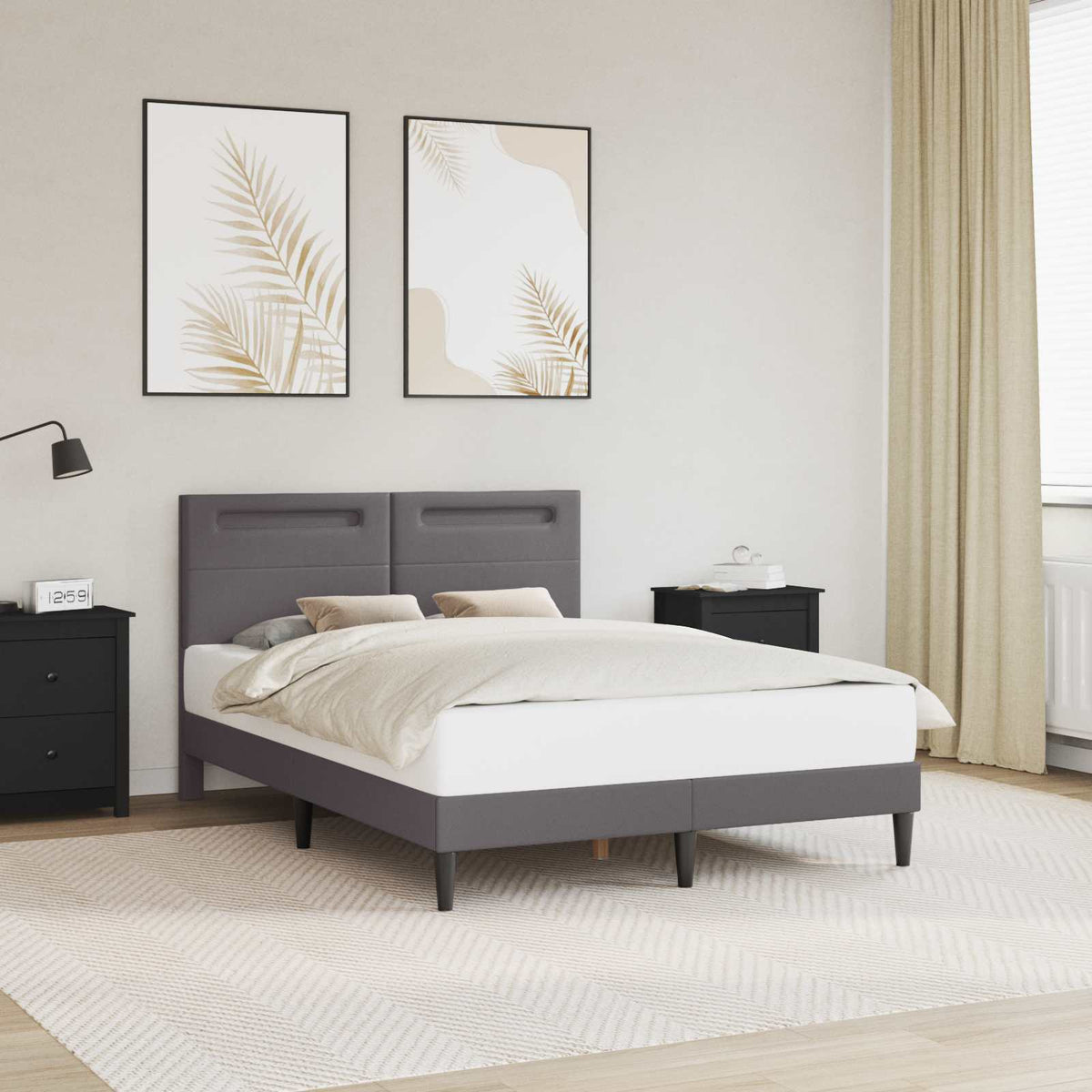 Vidaxl bedframe met led-stripverlichting grijs 160 x 200 cm kunstleer