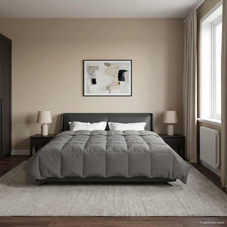 Vidaxl vol jaar dekbed 200 x 220 cm 4 seizoenen lichtgrijs ademend