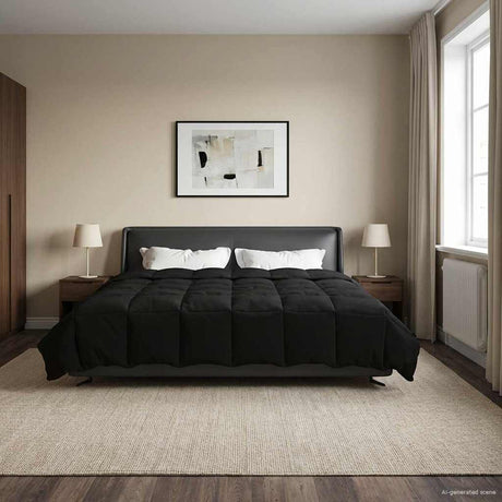 Vidaxl vol jaar dekbed 240 x 220 cm 4 seizoenen zwart ademend