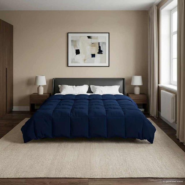 Vidaxl vol jaar dekbed 200 x 200 cm 4 seizoenen donkerblauw ademend