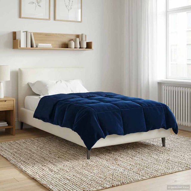 Vidaxl vol jaar dekbed 140 x 220 cm 4 seizoenen donkerblauw ademend
