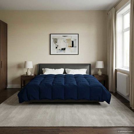 Vidaxl vol jaar dekbed 200 x 220 cm 4 seizoenen donkerblauw ademend