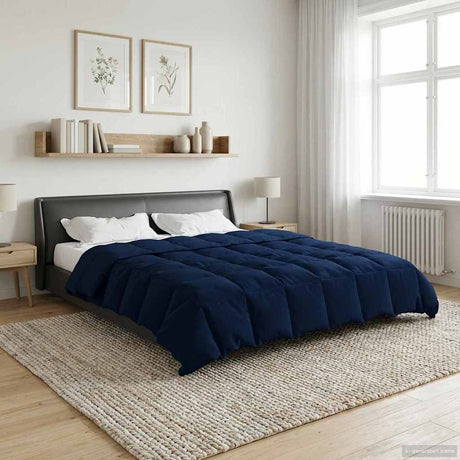 Vidaxl vol jaar dekbed 220 x 260 cm 4 seizoenen donkerblauw ademend