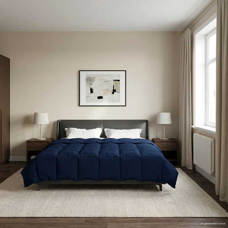Vidaxl vol jaar dekbed 240 x 260 cm 4 seizoenen donkerblauw ademend