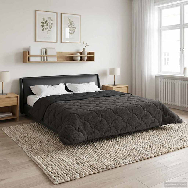 Vidaxl vol jaar dekbed gekwilt antraciet 240 x 260 cm