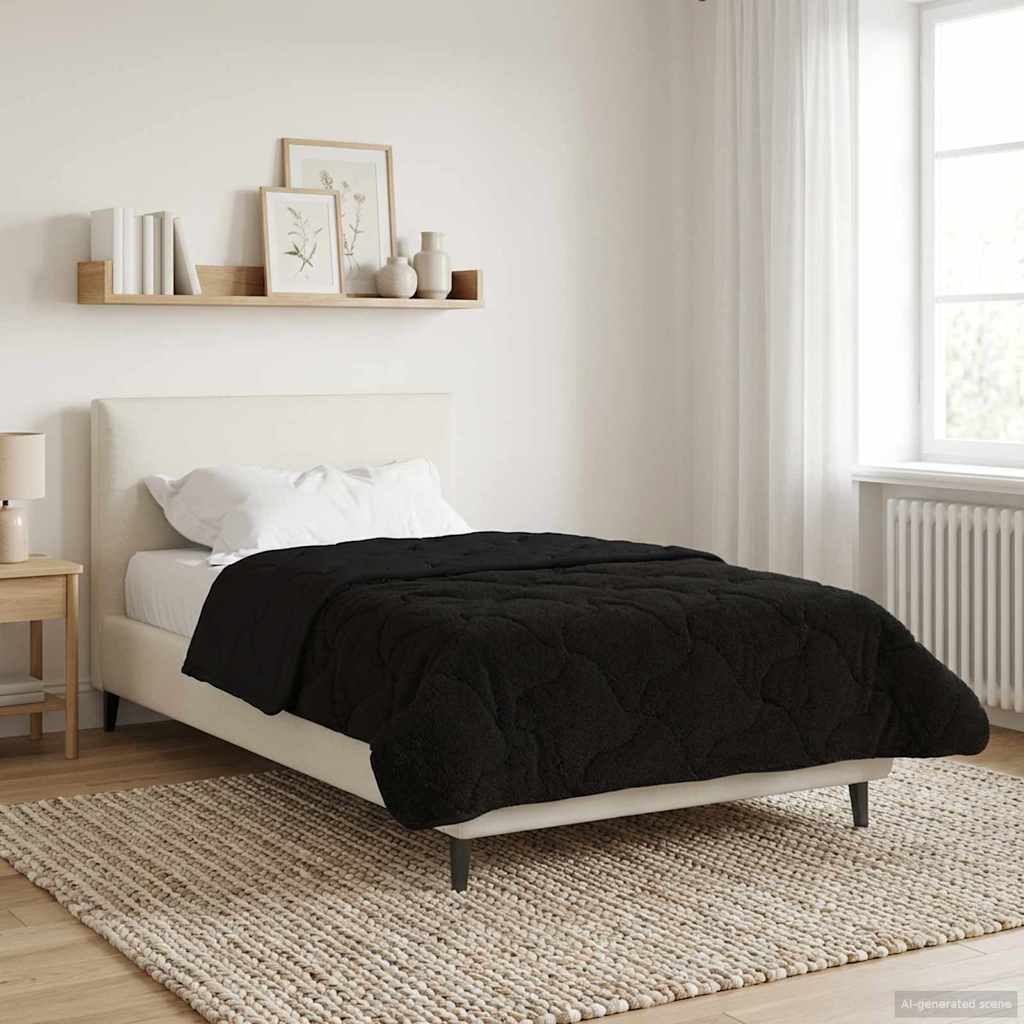 Vidaxl vol jaar dekbed zwart 155 x 220 cm microfiber en teddy fleece