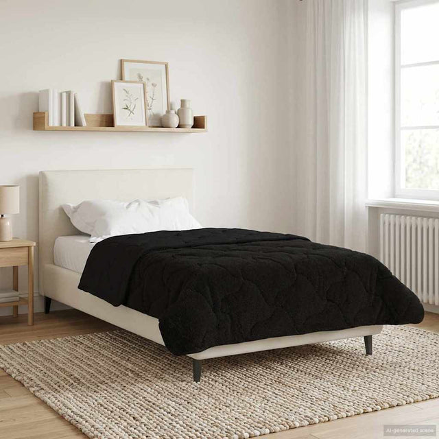 Vidaxl vol jaar dekbed zwart 155 x 220 cm microfiber en teddy fleece