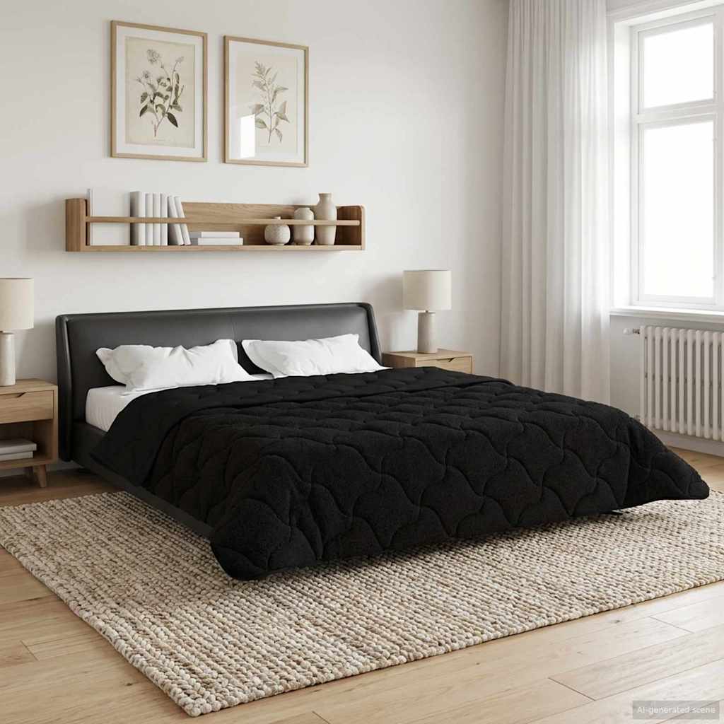 Vidaxl vol jaar dekbed zwart 220 x 240 cm microfiber en teddy fleece
