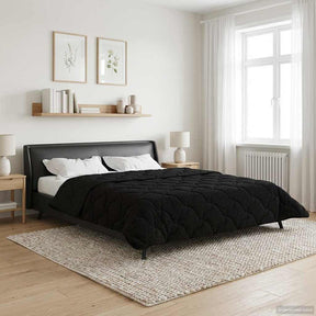 Vidaxl vol jaar dekbed zwart 240 x 260 cm microfiber en teddy fleece