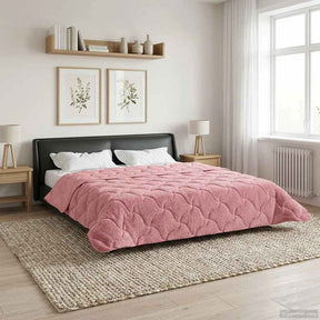 Vidaxl vol jaar dekbed roze 220 x 260 cm microfiber en teddy fleece