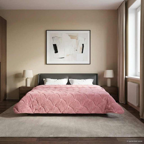 Vidaxl vol jaar dekbed roze 240 x 260 cm microfiber en teddy fleece