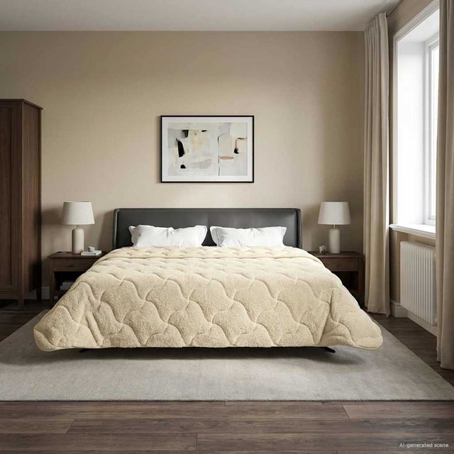 Vidaxl vol jaar dekbed crème 200 x 220 cm microfiber en teddy fleece