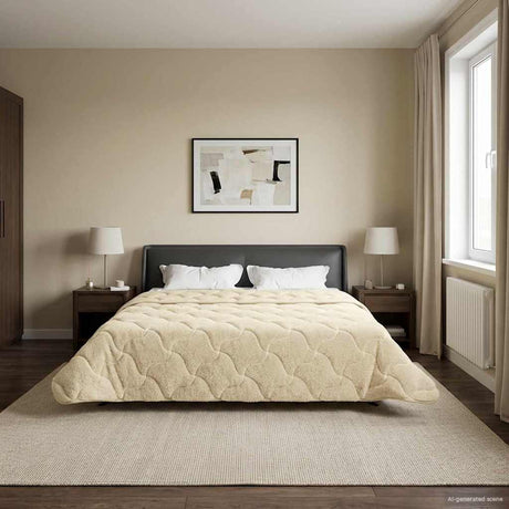 Vidaxl vol jaar dekbed crème 220 x 260 cm microfiber en teddy fleece