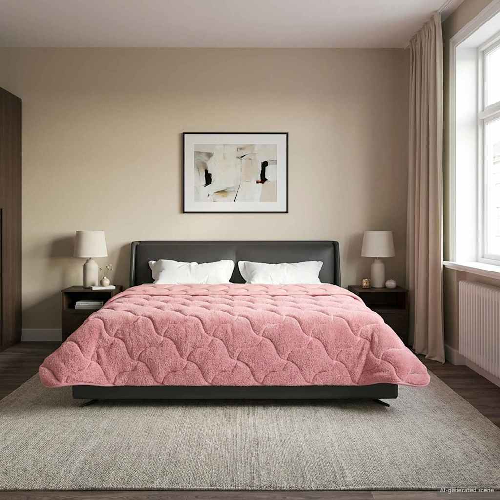Vidaxl winter dekbed 200 x 240 cm winter roze ademend